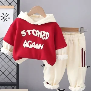 Boys Cotton Printed Hoodie with Jogger Set